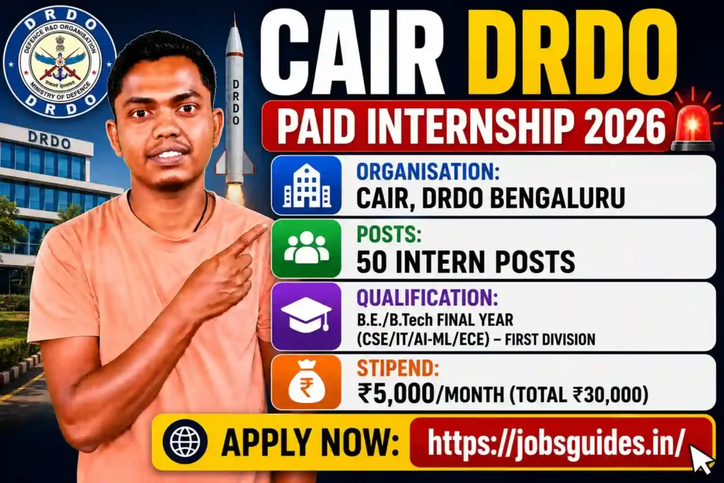 CAIR DRDO Paid Internship 2026