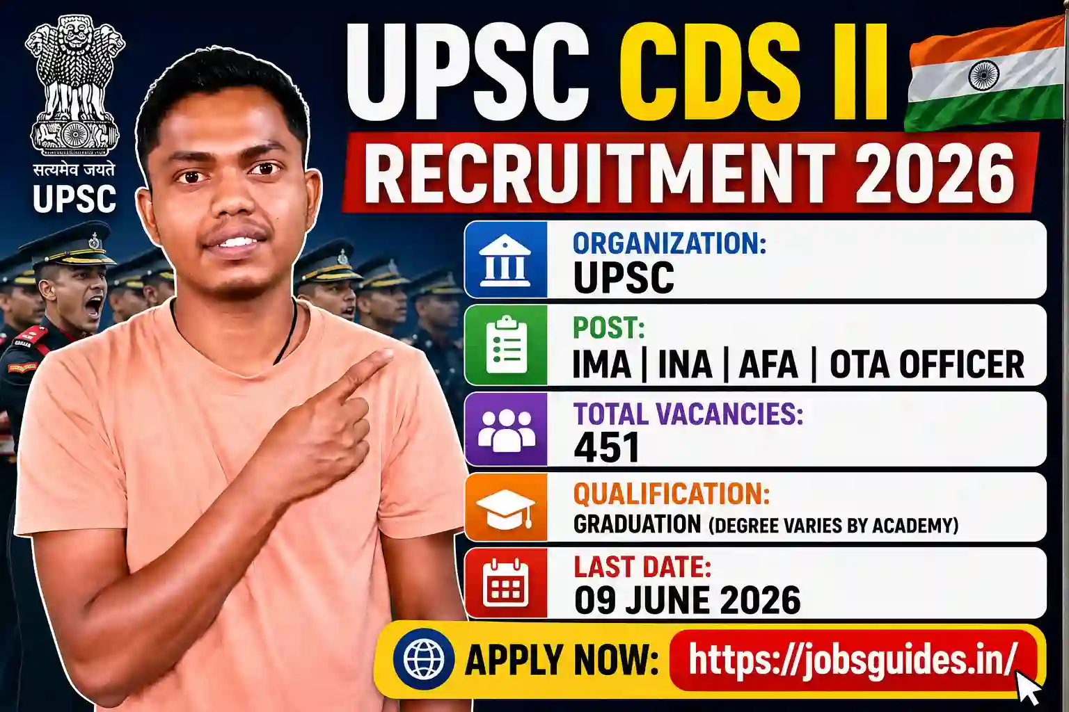 UPSC CDS II Recruitment 2026 – Apply Online for 451 IMA, INA, AFA & OTA ...