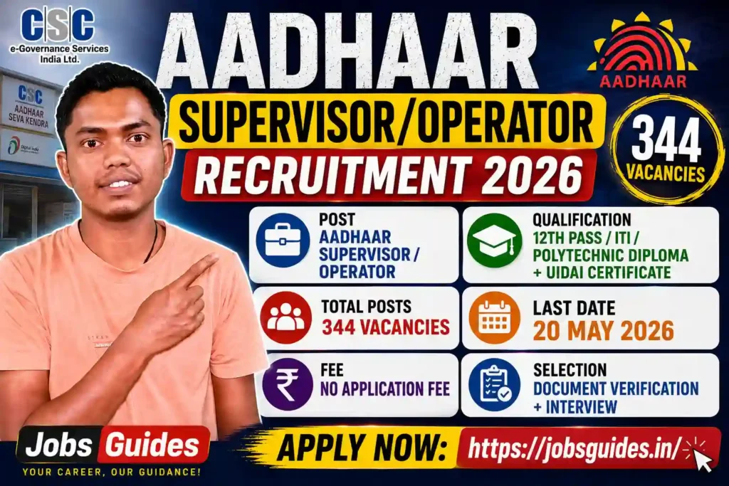 Aadhaar Supervisor Operator Recruitment 2026