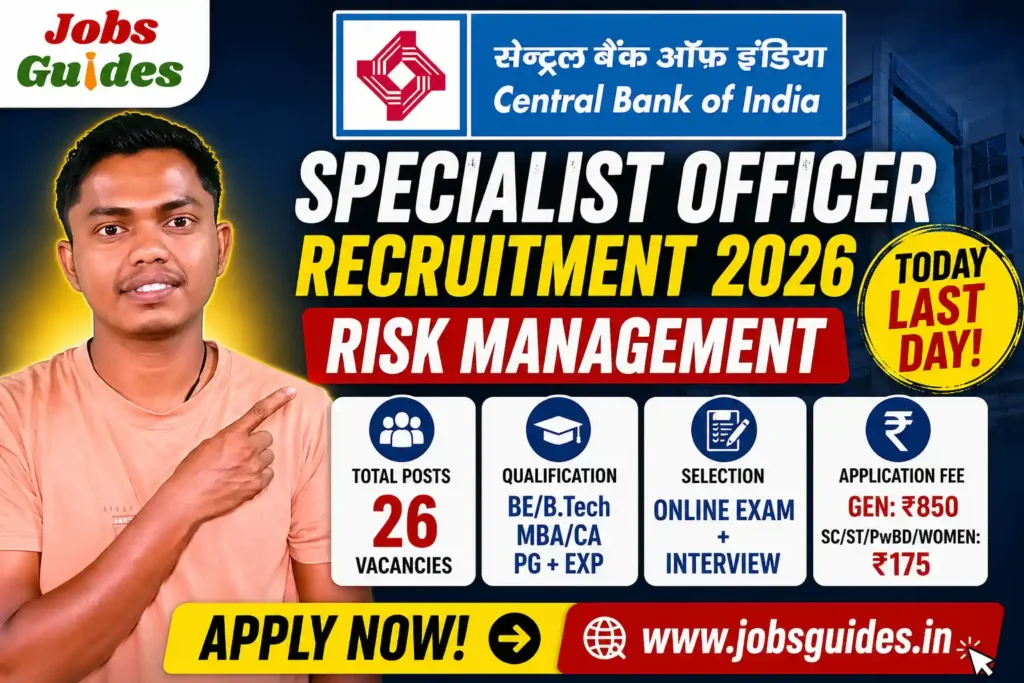 Central Bank of India Specialist Officer Recruitment 2026